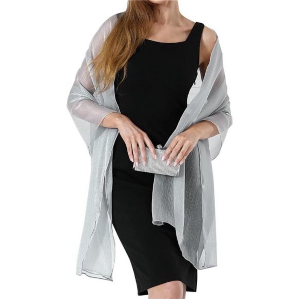 HOT Womens Shawls and Wraps Silver Grey - Picture 5 of 7